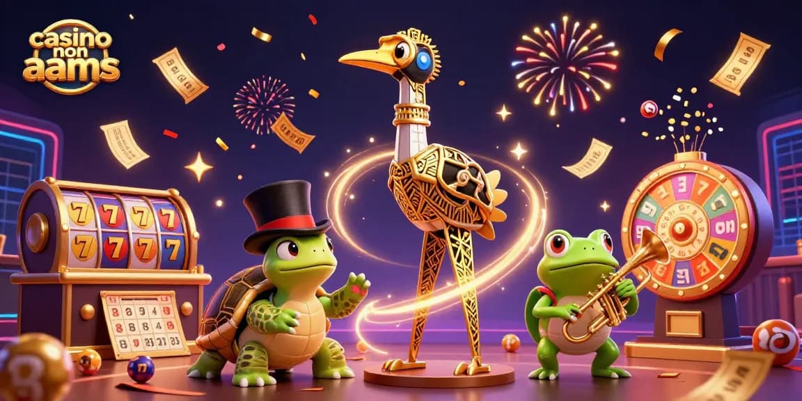 Casino non AAMS illustration featuring lively characters with dynamic gaming elements.