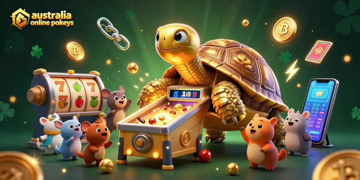 Engage with innovative australia online pokies amidst a vibrant casino scene showcasing exciting gaming elements.
