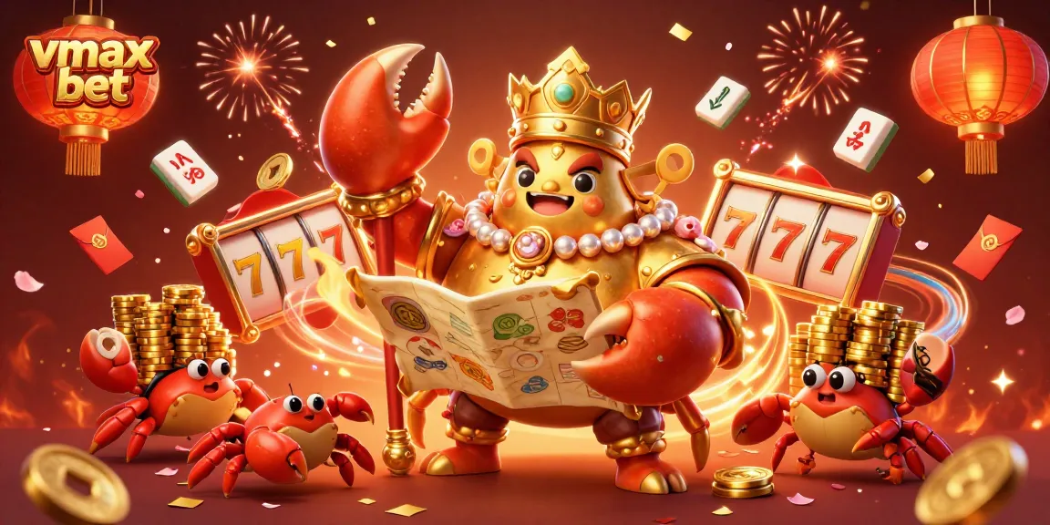 Experience vmax bet with a vibrant, dynamic illustration showcasing a golden crab emperor and exciting casino elements.