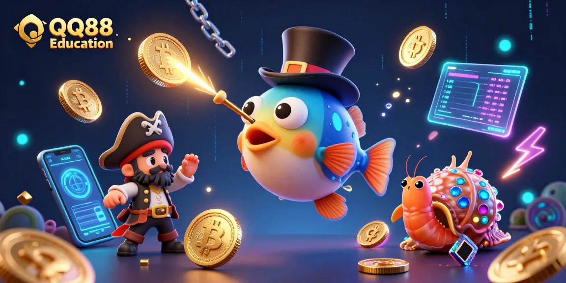 Experience thrilling gaming action at QQ88 Education with dynamic characters and vibrant casino elements.