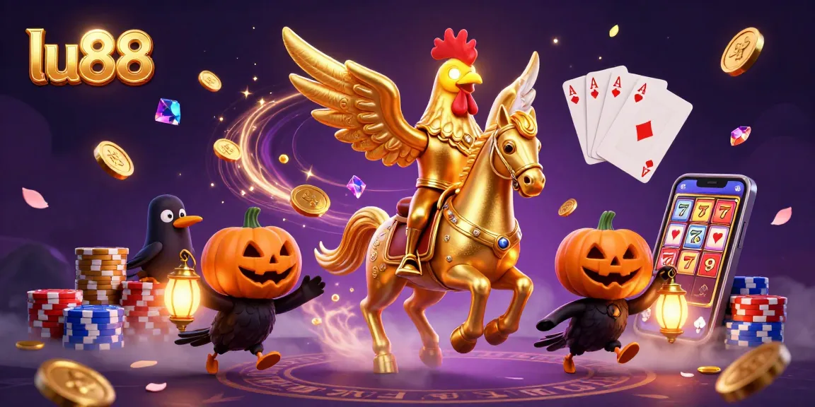 Experience thrilling gameplay with lu88, featuring a golden rooster in a vibrant casino scene.