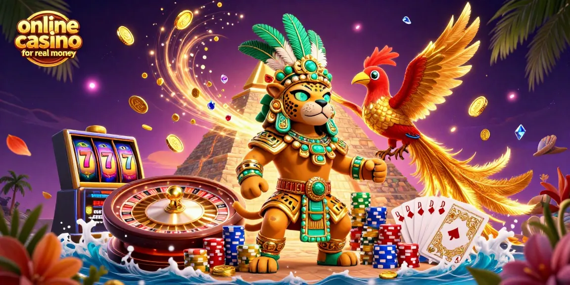 Experience the thrill of an online casino for real money with vibrant characters and dynamic game elements.