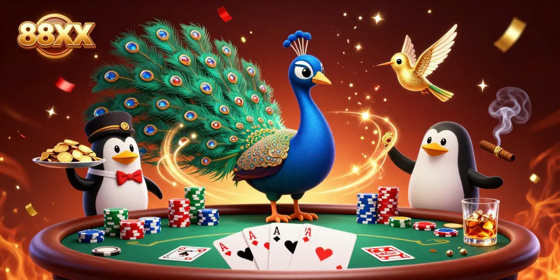 Engage with 88XX through an exciting scene featuring a vibrant casino atmosphere with rich colors.