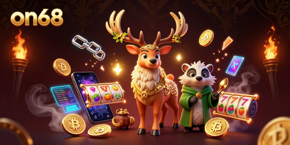 Spin the reels with on68's vibrant 3D casino-world filled with crypto treasures.