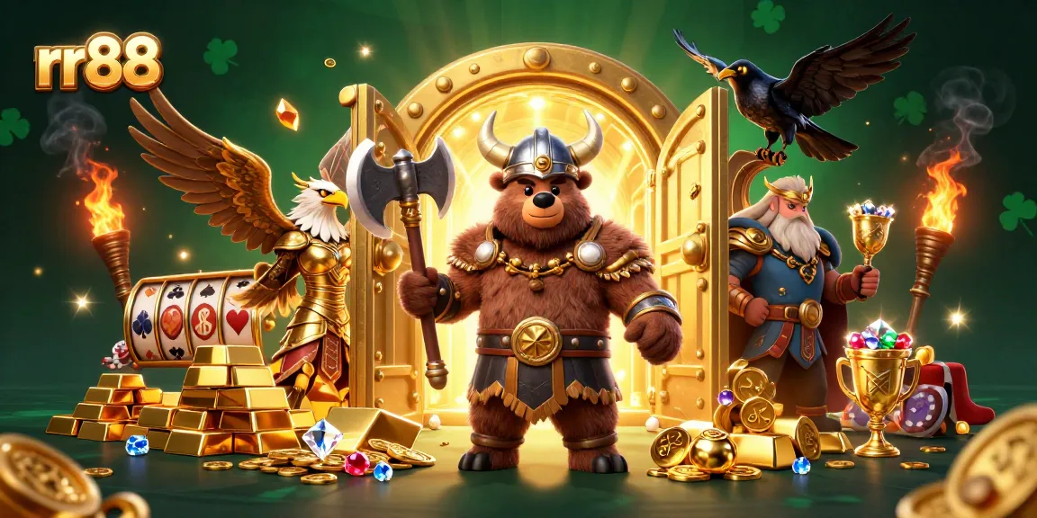 Engage with rr88's vibrant casino scene featuring dynamic characters and slot elements.