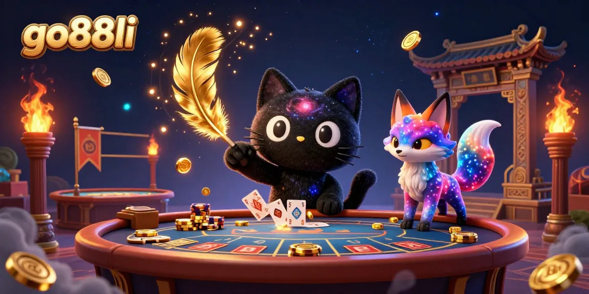 Experience thrilling gameplay at go88li with captivating cosmic casino elements and a whimsical black hole cat.