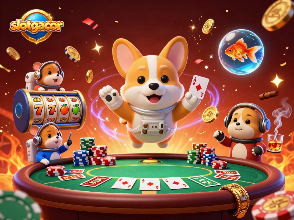 Engage in slotgacor action with a dynamic illustration of space-themed casino fun.