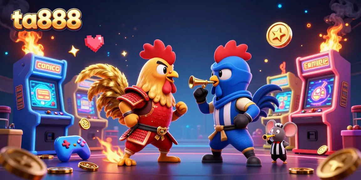 Experience thrilling action with ta888's fierce rooster showdown, blending arcade gaming and casino excitement.