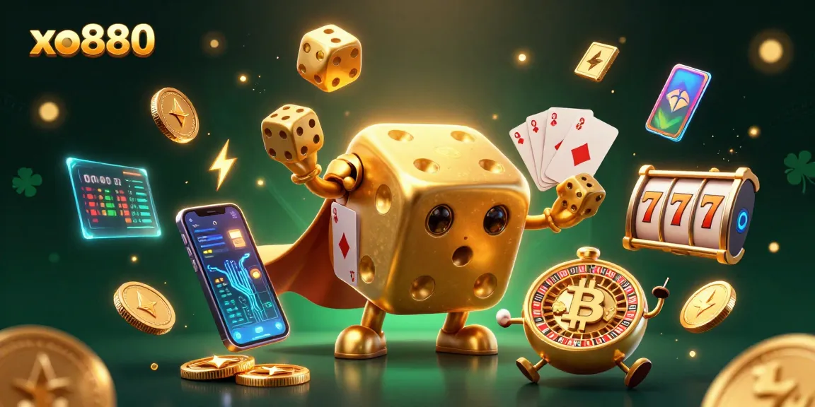 Engage with the vibrant xo880 casino scene showcasing golden dice and crypto elements