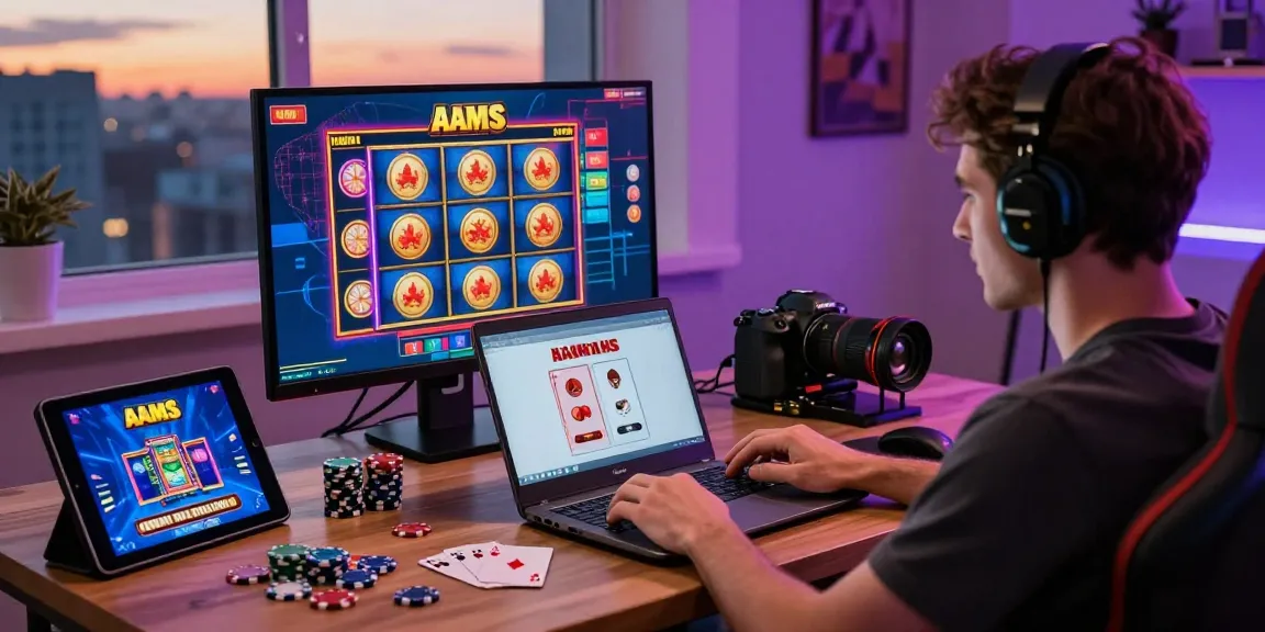 Un giocatore immerso nel gioco dei casinò non AAMS, che mostra giochi di slot vibranti e un'atmosfera vivace.
