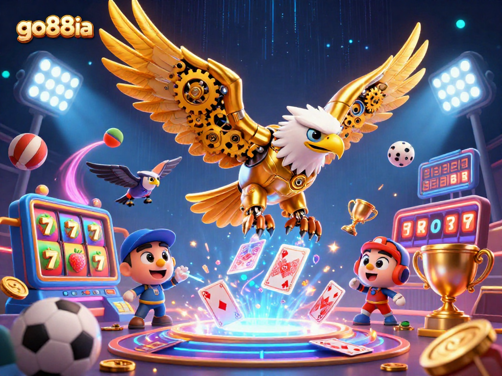 Engage with go88ia's exciting holographic slots as vibrant 3D elements soar through the scene.