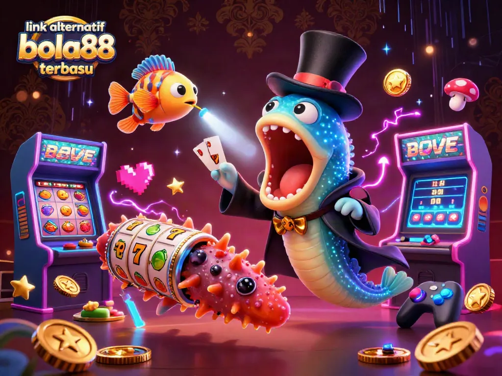 Experience thrilling features with the link alternatif bola88 terbaru in this captivating casino scene full of vibrant gaming elements.