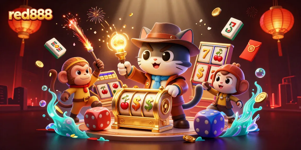 Experience exciting wins with red888 as the adventurous cat uncovers a golden casino slot treasure.