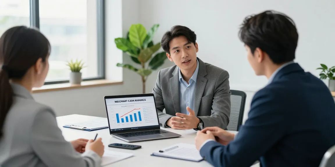 Financial consultant explaining why merchant cash advances are expensive during a client meeting.